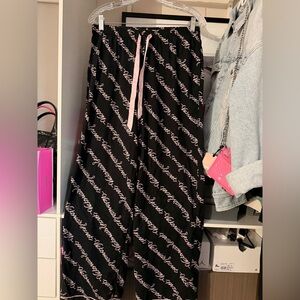 Victoria's Secret Black Pants with Pink Script